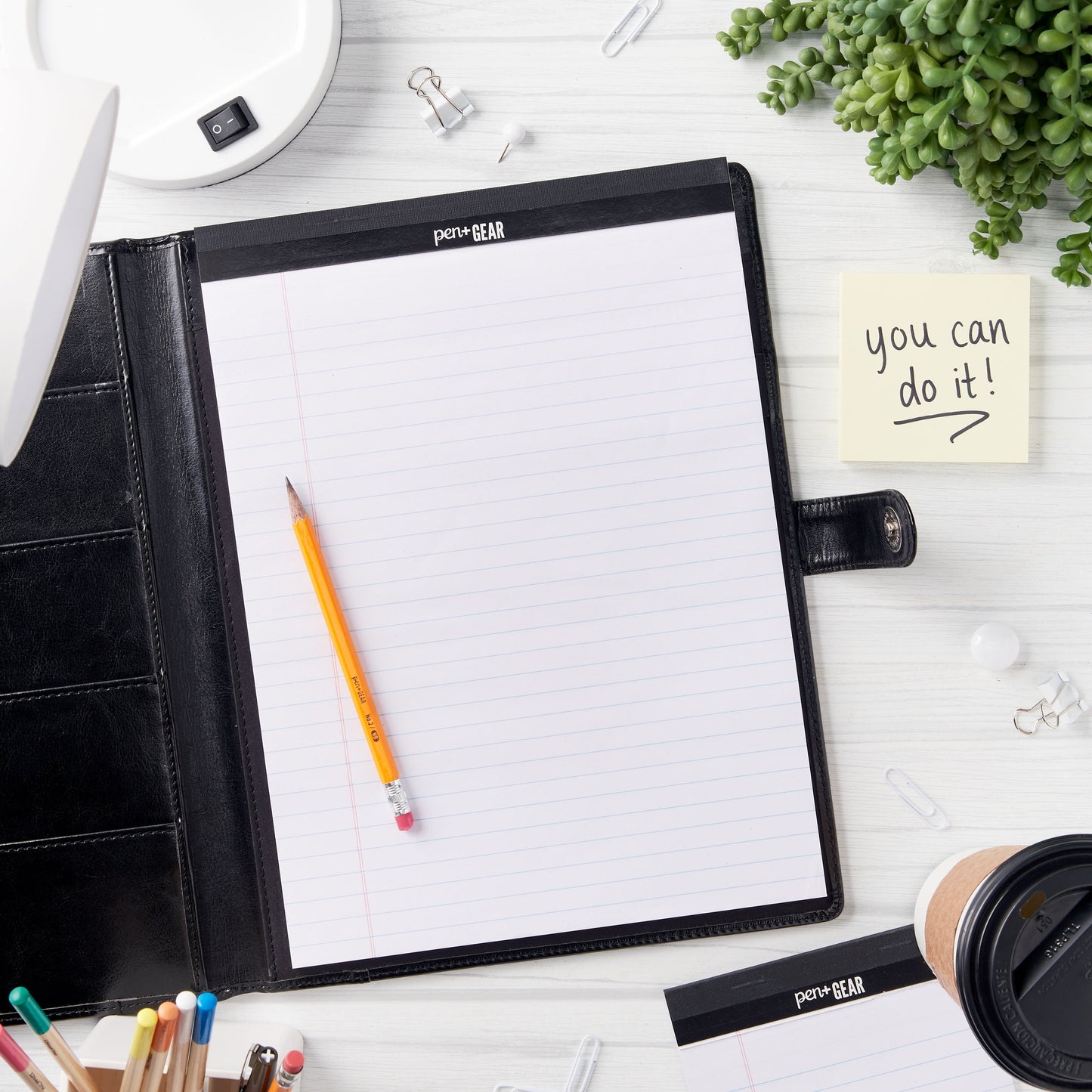 (3 Pack) Leatherette Padfolio with Writing Pad, Black