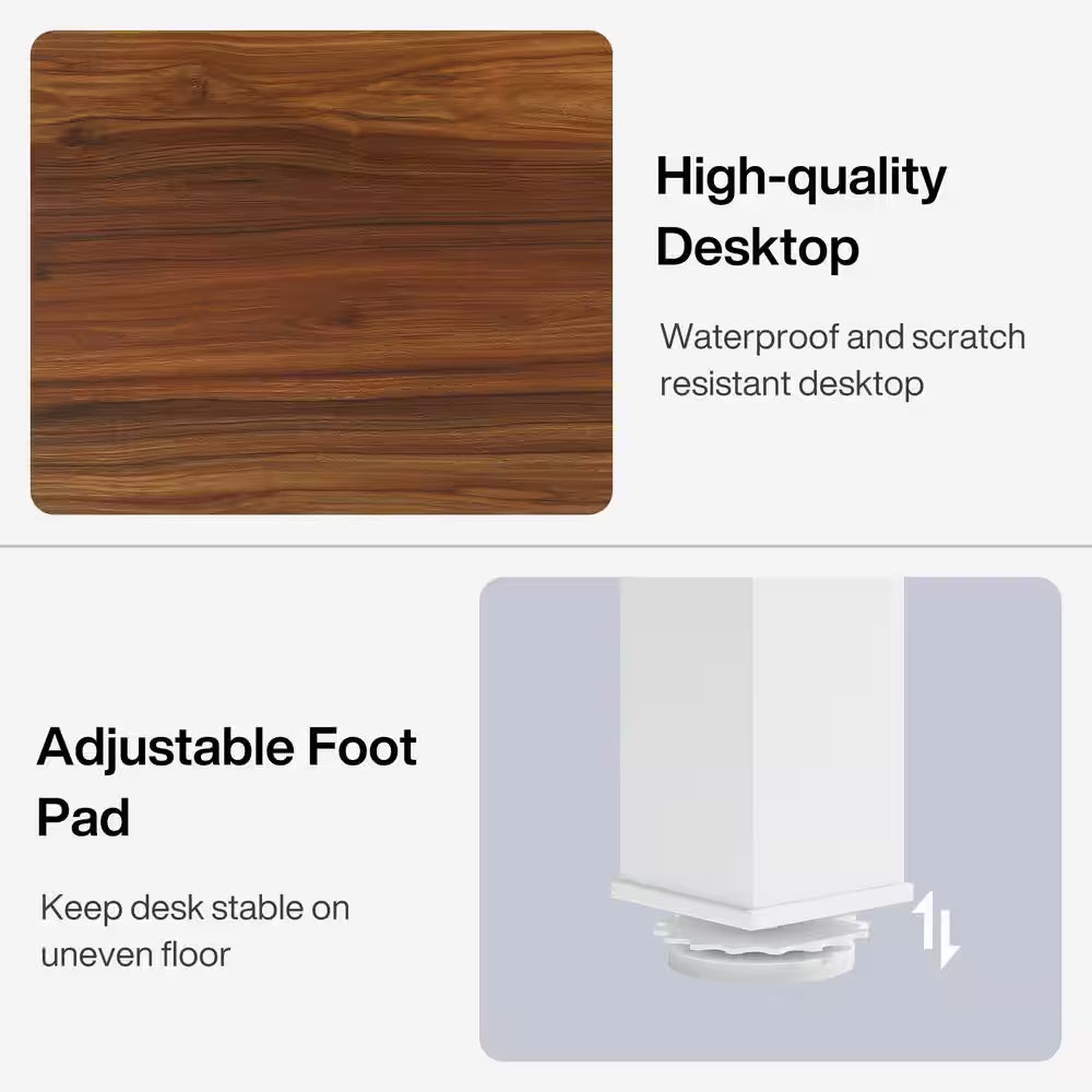 Moronia 78.7 In. Rectangular Walnut & White, Black Wood 2-Person Computer Desk with Adjustable Foot Pads for Home Office