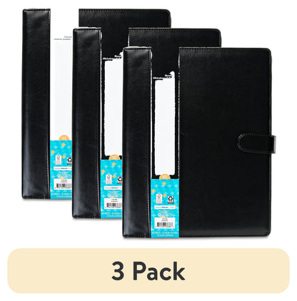 (3 Pack)  Leatherette Padfolio with Writing Pad, Black