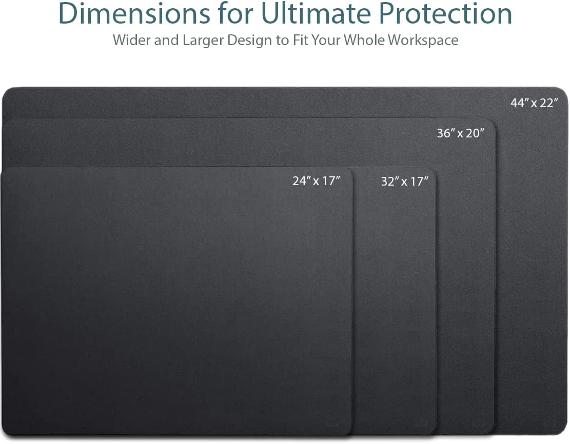 Leather Desk Pad 36" X 20",  Office Desk Mat Waterproof Black - Premium Quality - Smooth Mouse Writing Surface - Maximum Protection Dual-Sided Pu Leather Blotter for Desk Office/Home