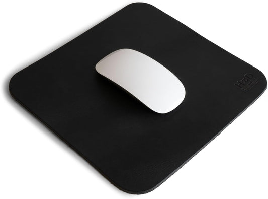 , Durable Mouse Pad, Executive Mousepad for Work Desk & Office Essentials, Genuine Mat, Thick Full Grain Leather, Handmade, Charcoal Black